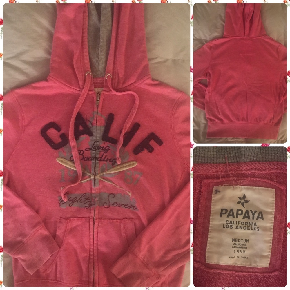 🏷Papaya. Pink zip down hoodie